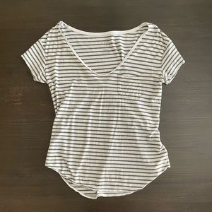 American Eagle Green and White Stripe Top